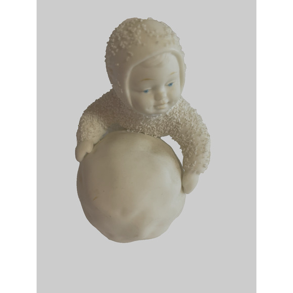 DEPT 56 SNOWBABIES PORCELAIN FIGURINE "I'M MAKING SNOWBALLS!" No Box READ - Picture 7 of 13